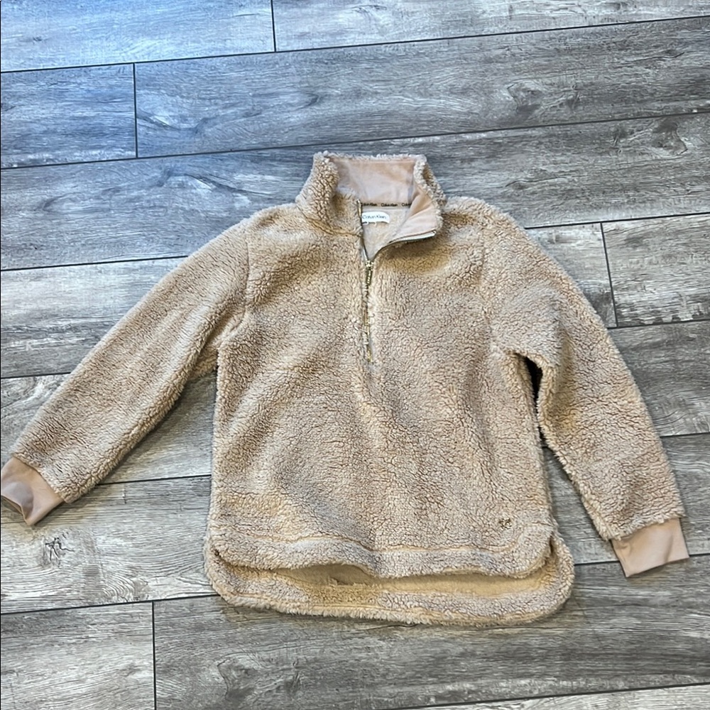 Calvin Klein Tan Sherpa Hoodie Relaxed Fit